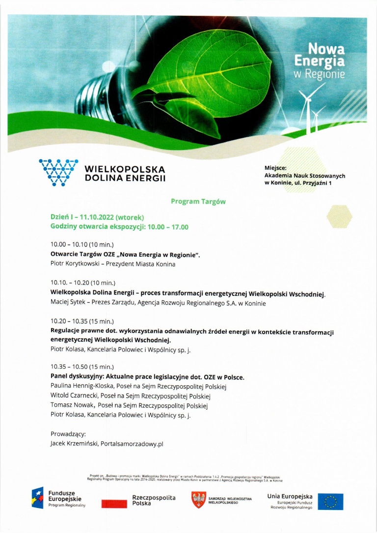 Agenda Targów OZE 1