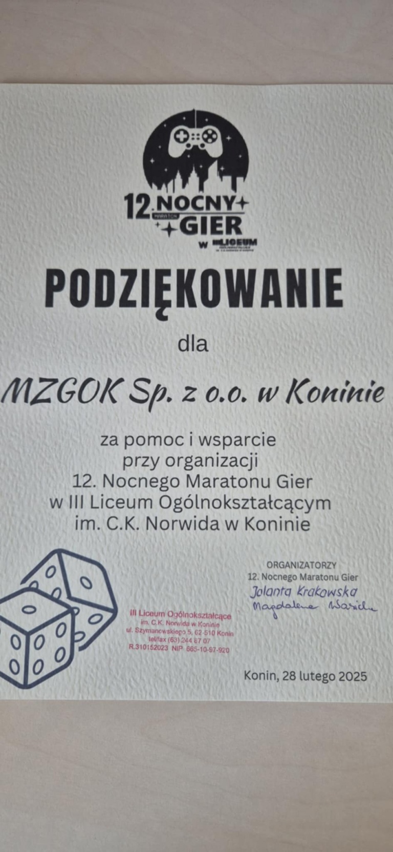 Podziękowania 2025